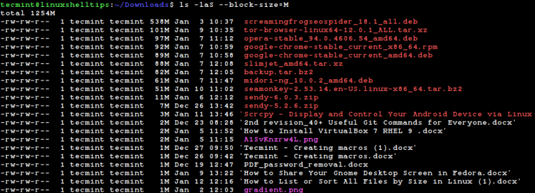 How to List or Sort Files Based on Size in Linux