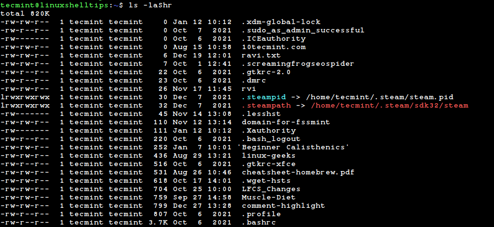 List Files by Reverse Order Size