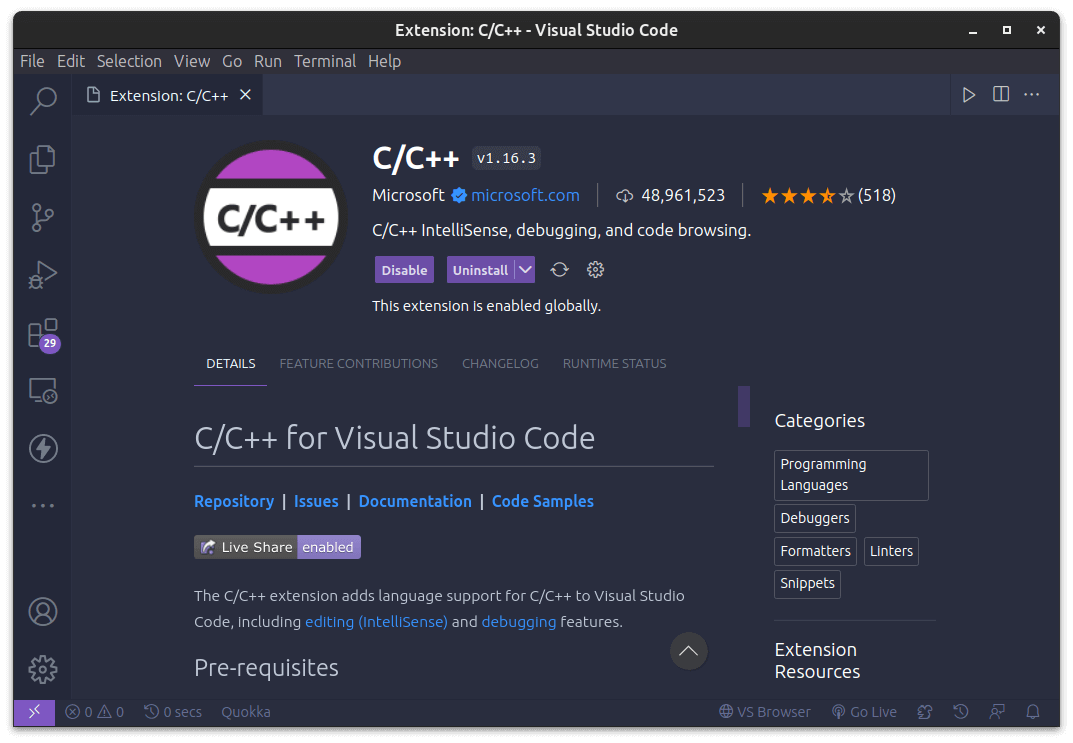 Install C/C++ for Visual Studio Code