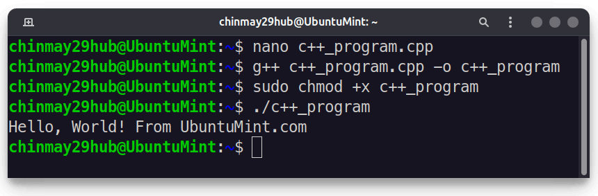 Run C++ Program in Ubuntu