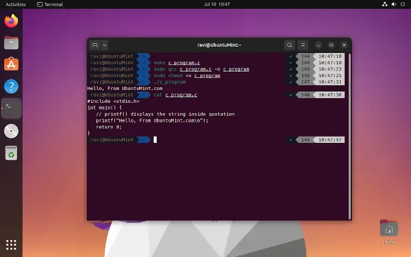Run C Programs in Ubuntu