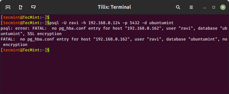 FATAL: no pg_hba.conf entry for host Error