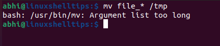 Argument list too long Error