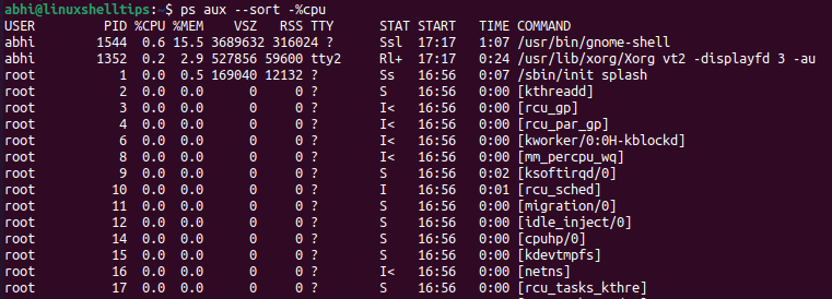 Find Running Processess by CPU Usage