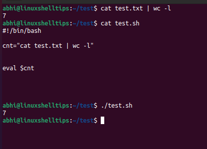 Run Command as a Variable in Shell Scripts