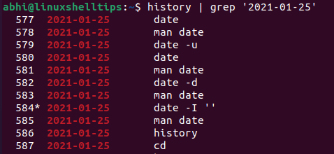 View History Commands by Date