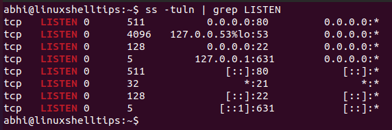 Find Open Ports in Linux