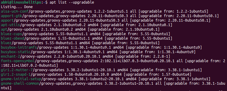 List Upgradable Packages in Ubuntu