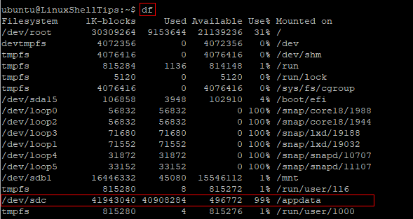 Display Filesystem Disk Usage