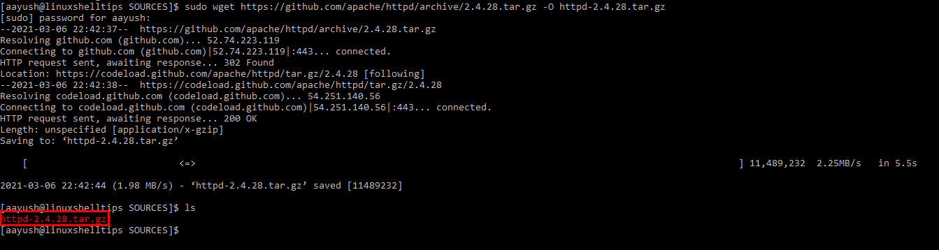 Download File with Wget