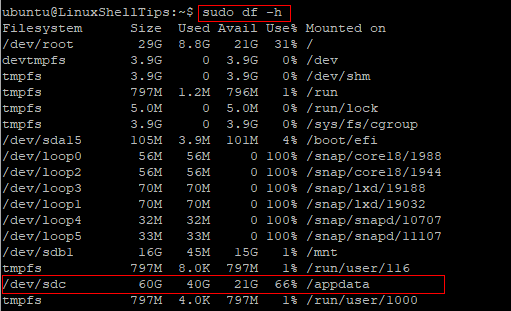 Show Updated Filesystem Disk Usage