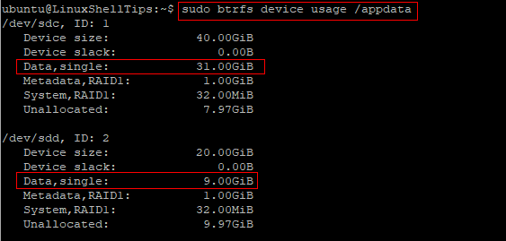 Show Updated BTRFS File System Usage