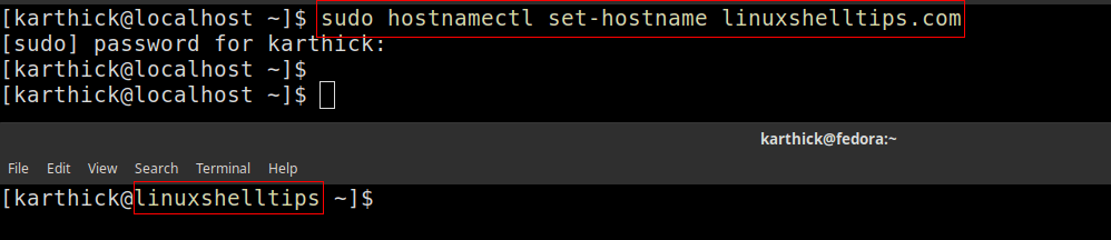 Change Hostname in Fedora