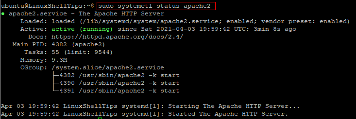 Check Apache Status on Ubuntu