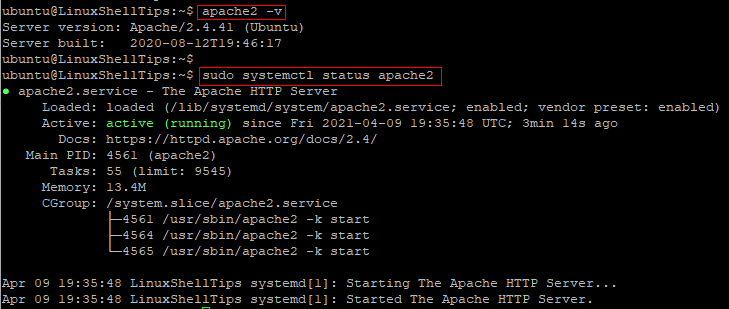 Check Apache Version and Status