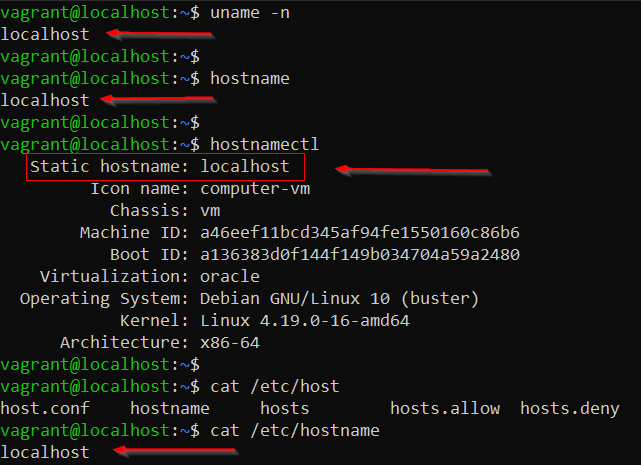 Check Debian Hostname