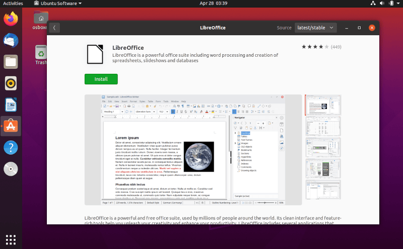 Install LibreOffice from Ubuntu Software