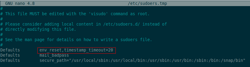 Sudo Timeout Parameter