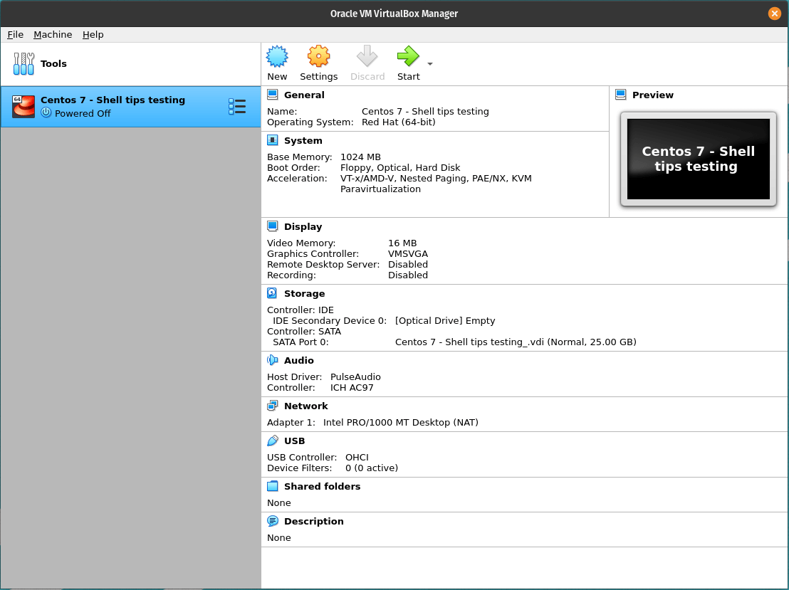 VM Hardware Profile Created