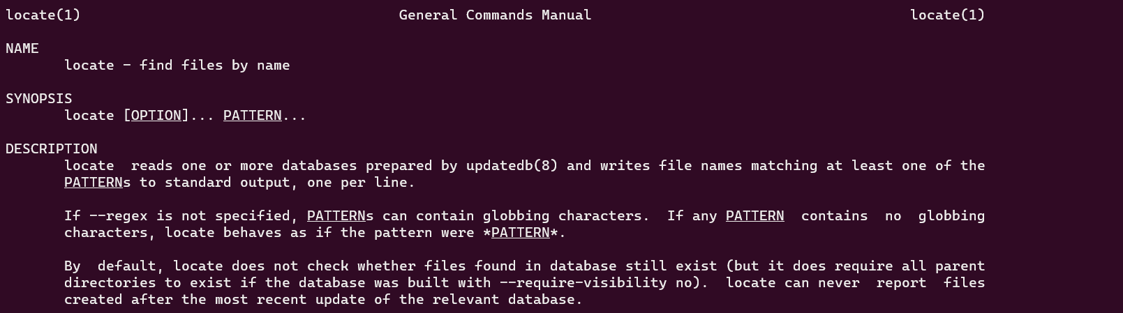 locate command manpage