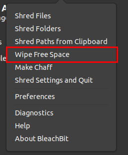 BleachBit Wipe Free Space