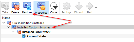 Restore Virtualbox VM Snapshots
