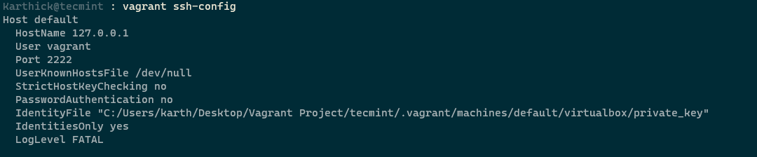 Vagrant SSH Config