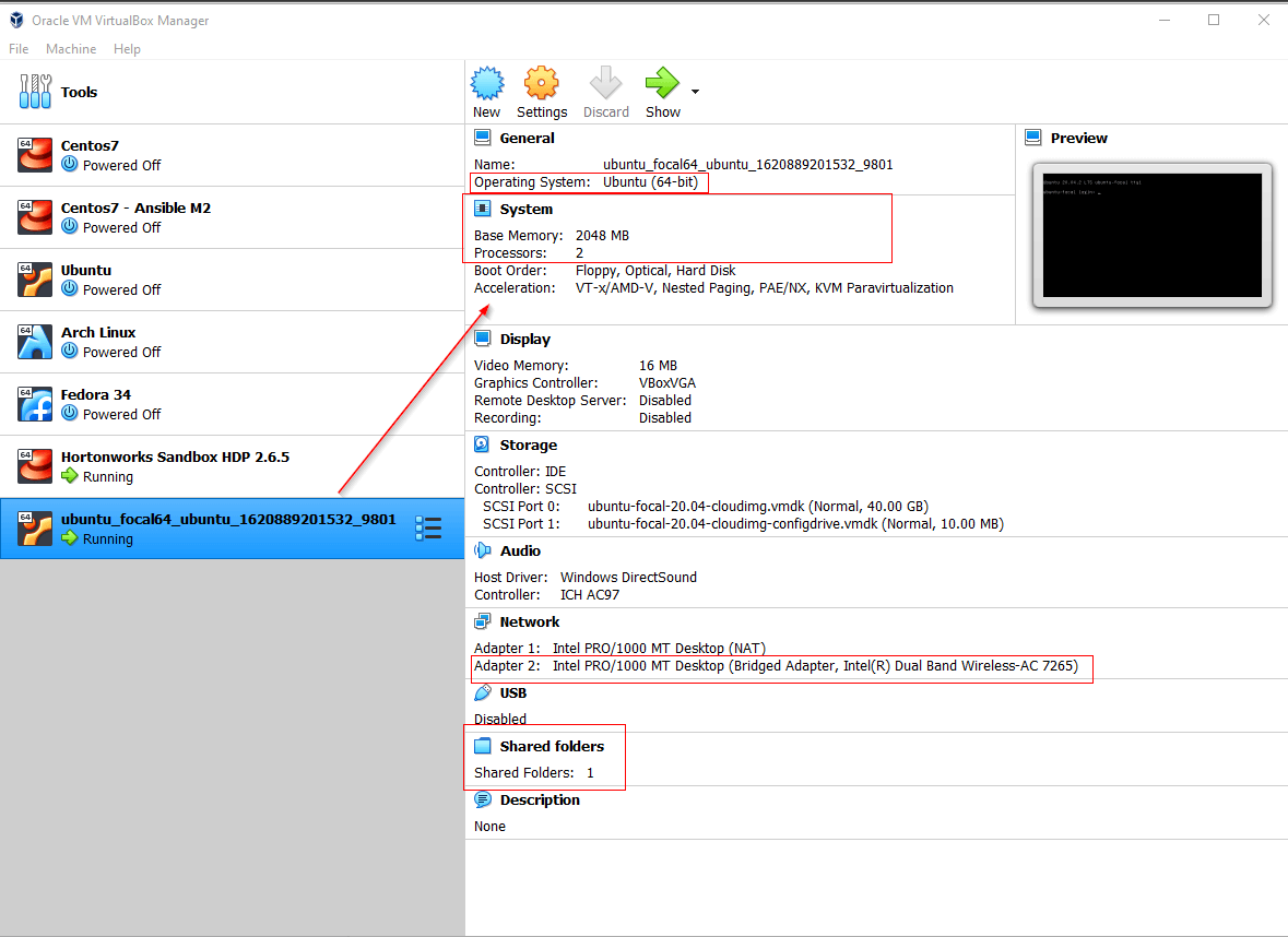 Verify Vagrant VM in VirtualBox