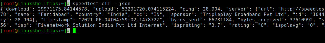 Check Speedtest in JSON Format