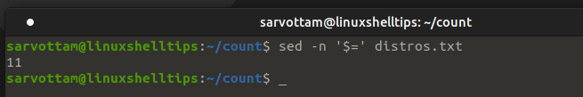 Count Lines in File Using Sed