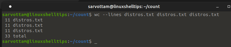 Count Lines in Multiple Files