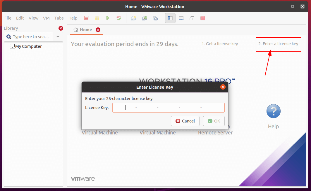 Enter VMware Workstation Pro License Key