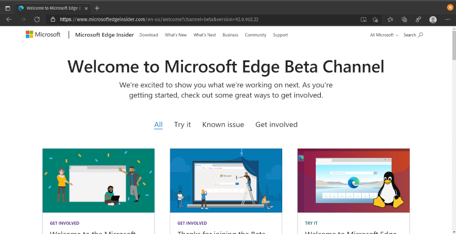 Microsoft Edge Running on Ubuntu