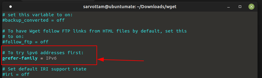 Set Wget to Use IPv6 by Default