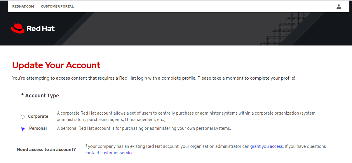 Update RedHat Account