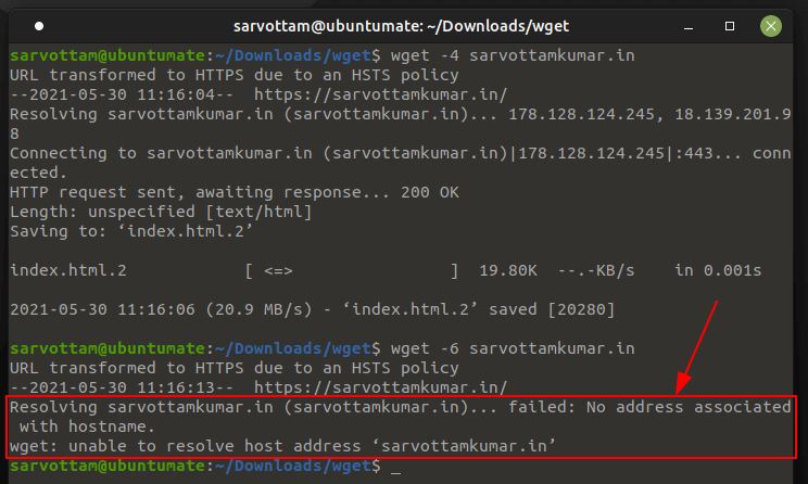 Wget Unable to Resolve Host Address