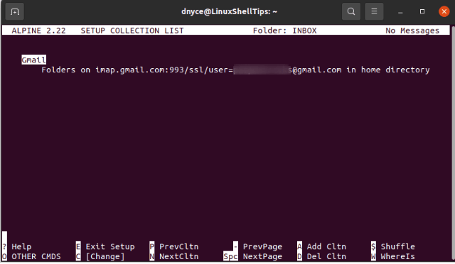 Alpine Gmail Setup Collection List