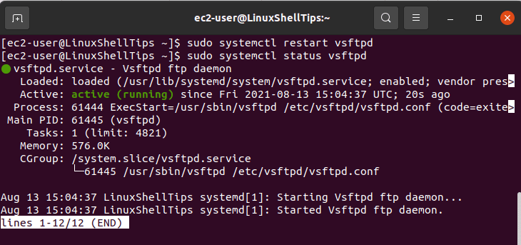 Check Vsftpd Status in Rocky Linux