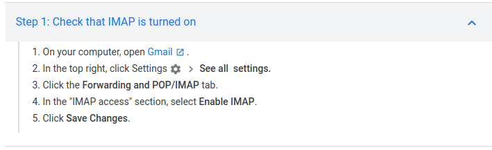 Enable Gmail IMAP