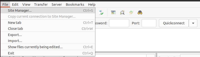 FileZilla Site Manager