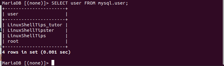 List MySQL User Accounts