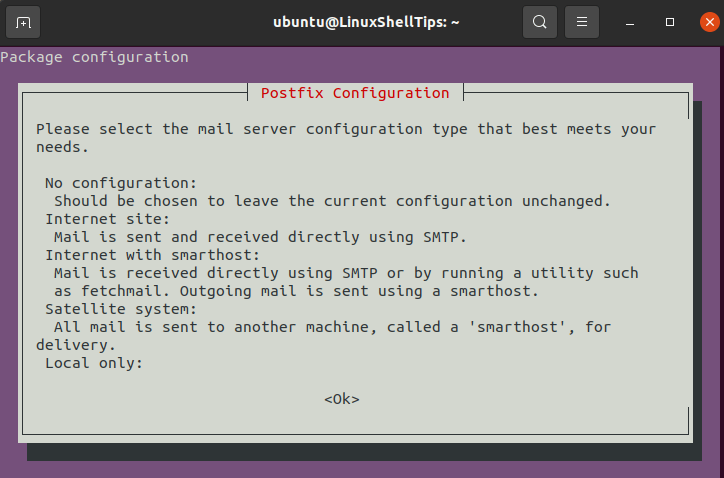 Postfix Configuration Type