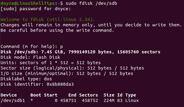 Print Linux Disk Partition Table