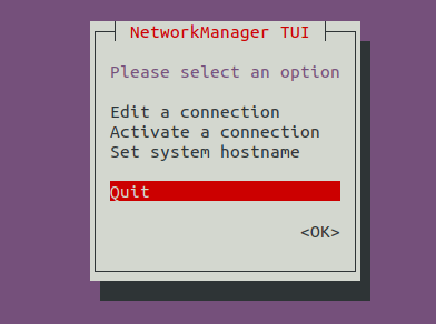 Quit Nmtui Network Manager