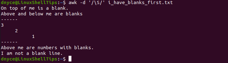 Remove Blank Lines in File Using Awk