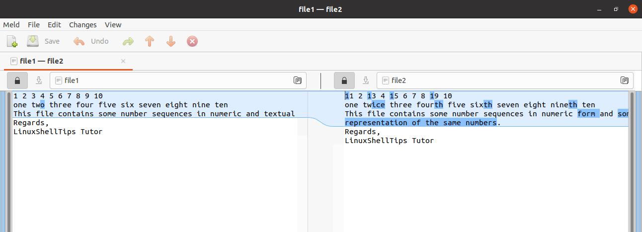 Comparing Two Files Using Meld