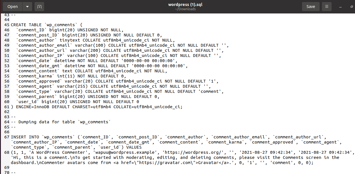 Download WordPress Database Tables