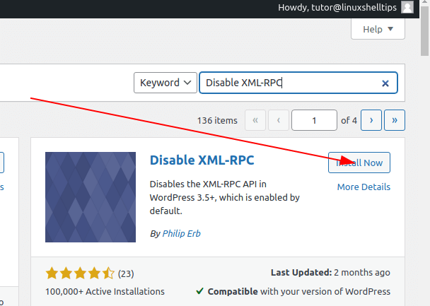 Install Disable XML-RPC Plugin