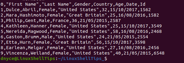 List CSV File Content