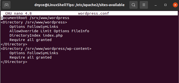 WordPress Apache Vhost File
